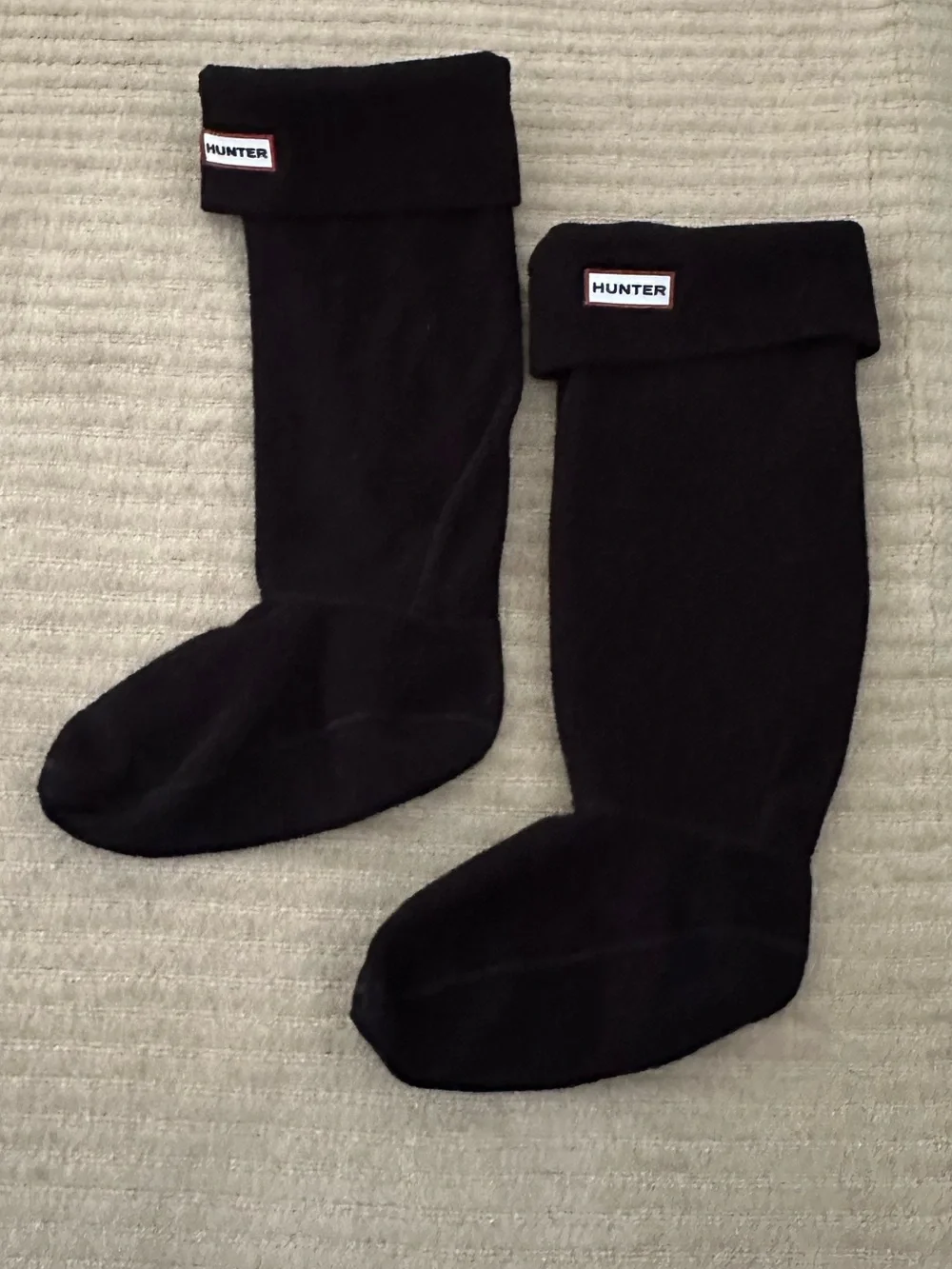 Hunter Black Fold-Over Tall Socks with Logo Patch size M